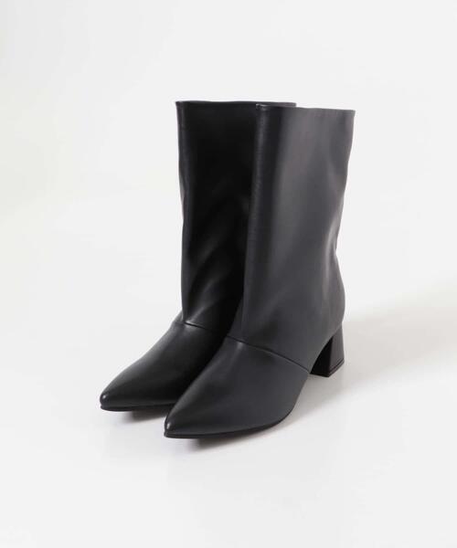 SENSE OF PLACE by URBAN RESEARCH（センスオブプレイスバイアーバンリサーチ）の「ワイドシャフトミドルブーツ（ブーツ・レディース・ブラック/ベージュ・SMALL/LARGE/MEDIUM）」の15枚目の写真