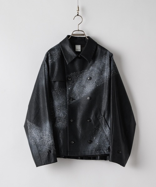 Back pleats PU short trench coat/バックプリーツPUショートトレンチ