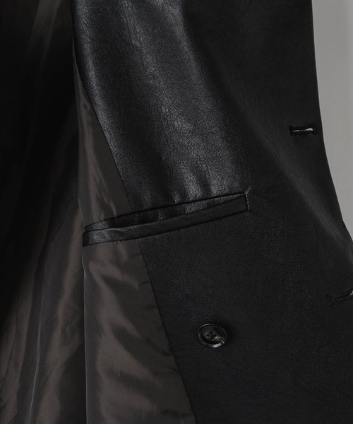 セール】Back pleats PU short trench coat/バックプリーツPUショート