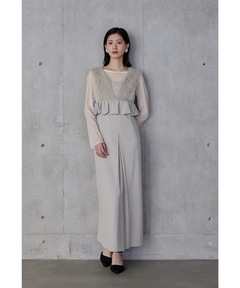 セール】レースノーカラーレイヤーワンピース(結婚式/入学式/卒業式