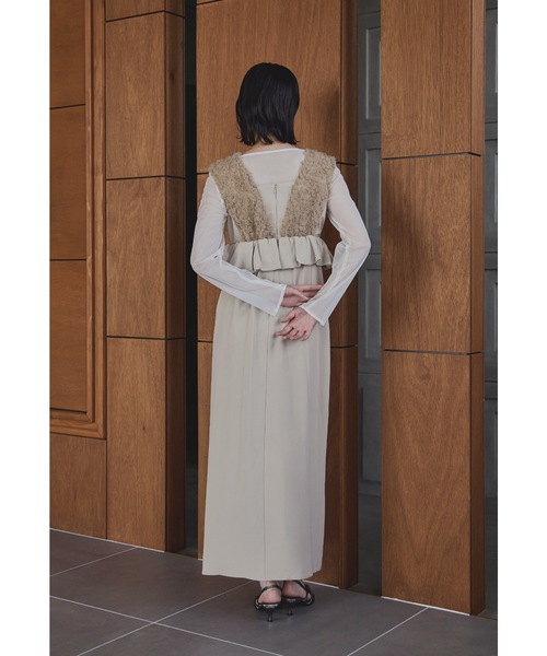 チュールフリルペプラムドレス 2点セット シアー トップス 結婚式 成人