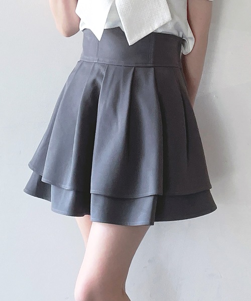 abc une face（アーベーセーアンフェイス）の「ダブルフレアスカート（スカート・レディース・グレー/ブラック系その他/ホワイト系その他/ブラック系その他2/ブラック/ピンク/ホワイト・FREE）」の6枚目の写真