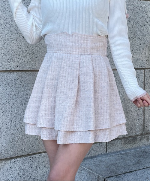 abc une face（アーベーセーアンフェイス）の「ダブルフレアスカート（スカート・レディース・グレー/ブラック系その他/ホワイト系その他/ブラック系その他2/ブラック/ピンク/ホワイト・FREE）」の7枚目の写真