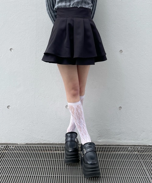 abc une face（アーベーセーアンフェイス）の「ダブルフレアスカート（スカート・レディース・グレー/ブラック系その他/ホワイト系その他/ブラック系その他2/ブラック/ピンク/ホワイト・FREE）」の11枚目の写真