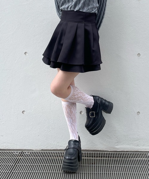 abc une face（アーベーセーアンフェイス）の「ダブルフレアスカート（スカート・レディース・グレー/ブラック系その他/ホワイト系その他/ブラック系その他2/ブラック/ピンク/ホワイト・FREE）」の12枚目の写真