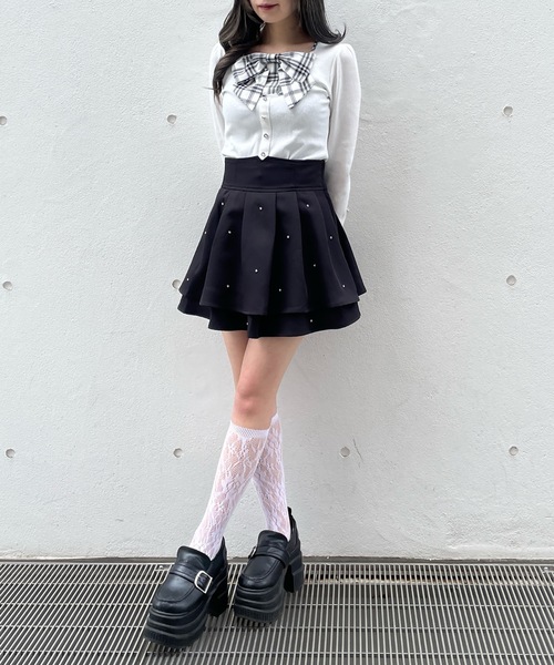 abc une face（アーベーセーアンフェイス）の「ダブルフレアスカート（スカート・レディース・グレー/ブラック系その他/ホワイト系その他/ブラック系その他2/ブラック/ピンク/ホワイト・FREE）」の21枚目の写真