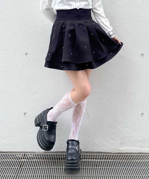 abc une face（アーベーセーアンフェイス）の「ダブルフレアスカート（スカート・レディース・グレー/ブラック系その他/ホワイト系その他/ブラック系その他2/ブラック/ピンク/ホワイト・FREE）」の22枚目の写真