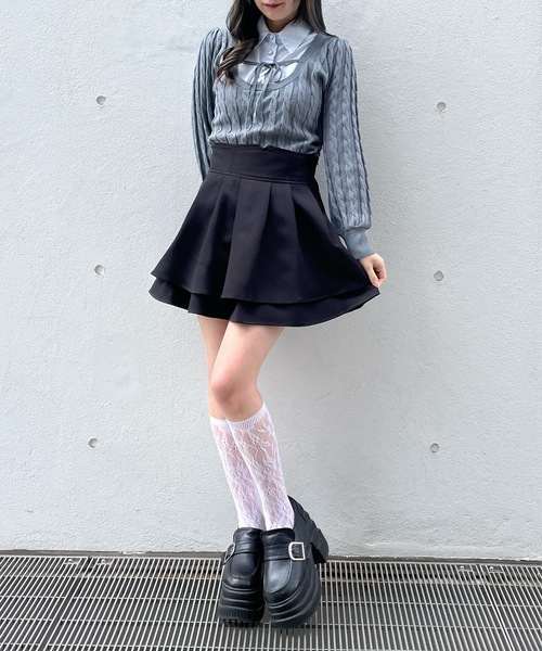 abc une face（アーベーセーアンフェイス）の「ダブルフレアスカート（スカート・レディース・グレー/ブラック系その他/ホワイト系その他/ブラック系その他2/ブラック/ピンク/ホワイト・FREE）」の13枚目の写真