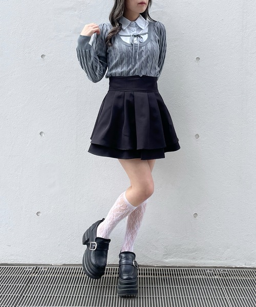 abc une face（アーベーセーアンフェイス）の「ダブルフレアスカート（スカート・レディース・グレー/ブラック系その他/ホワイト系その他/ブラック系その他2/ブラック/ピンク/ホワイト・FREE）」の14枚目の写真