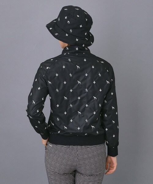 セール】【ADABAT NAVY】エンブロイダリーモノグラムジップブルゾン