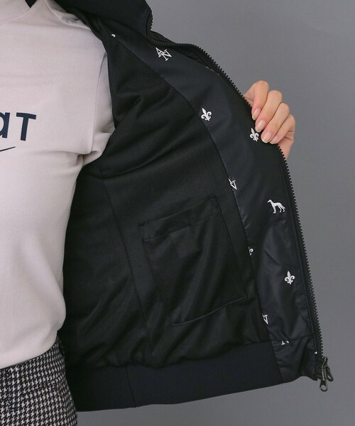 セール】【ADABAT NAVY】エンブロイダリーモノグラムジップブルゾン