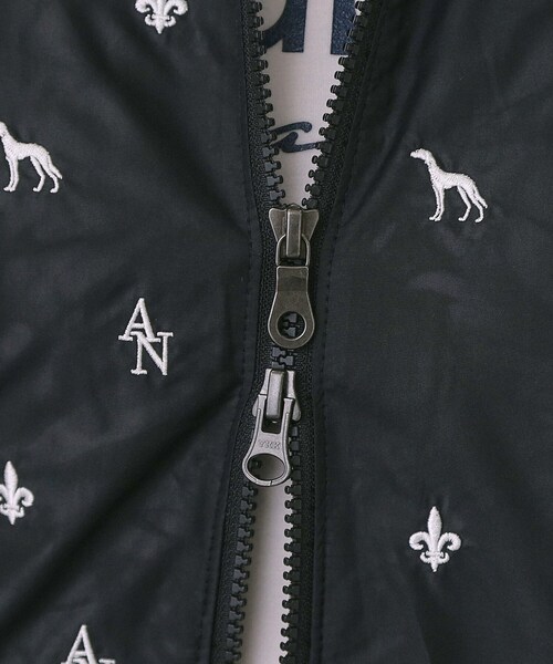 セール】【ADABAT NAVY】エンブロイダリーモノグラムジップブルゾン