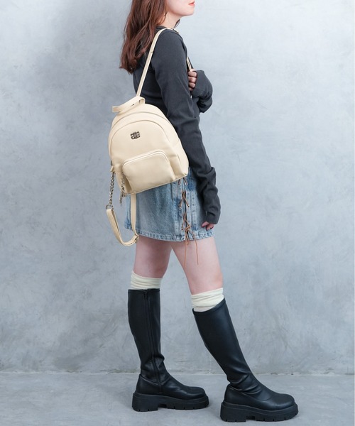 GYDA(ジェイダ)の「【GYDA/ジェイダ】 PLAIN SERIES チャーム付きミニリュック(バックパック/リュック・レディース・ブラック/キャメル/アイボリー・FREE)」の7枚目の写真