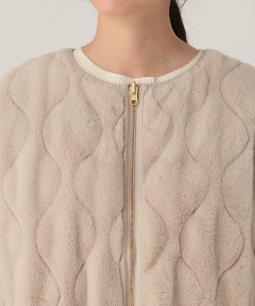 Elura（エルーラ）の「リバーシブルファージャケット/491545（ノーカラージャケット・レディース・ベージュ/チャコールグレー/ベージュ系/チャコール・SMALL/MEDIUM）」の18枚目の写真