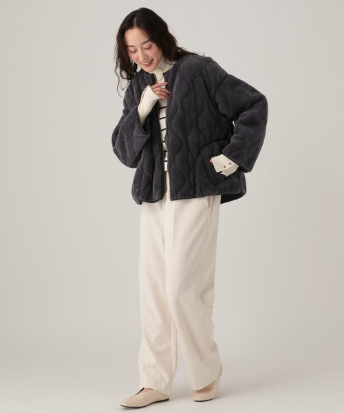 Elura（エルーラ）の「リバーシブルファージャケット/491545（ノーカラージャケット・レディース・ベージュ/チャコールグレー/ベージュ系/チャコール・SMALL/MEDIUM）」の5枚目の写真