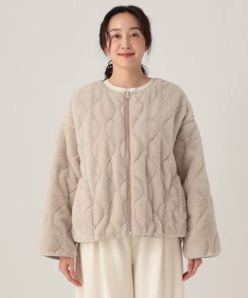 Elura（エルーラ）の「リバーシブルファージャケット/491545（ノーカラージャケット・レディース・ベージュ/チャコールグレー/ベージュ系/チャコール・SMALL/MEDIUM）」の14枚目の写真