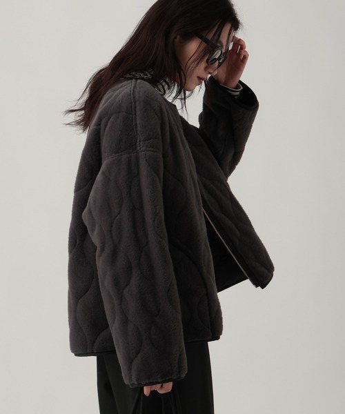 セール】リバーシブルファージャケット/491545（ノーカラージャケット
