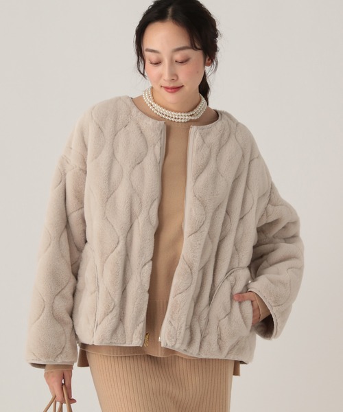 セール】リバーシブルファージャケット/491545（ノーカラージャケット