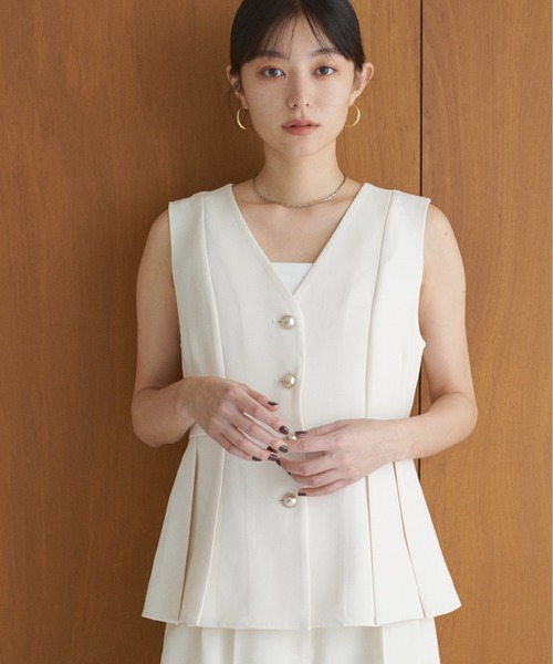 WEB限定】金釦ペプラムベスト（ベスト）｜natural couture（ナチュラル