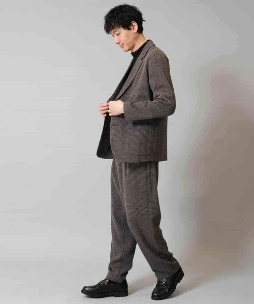 a.v.v(アーヴェヴェ)の「【イージーケア/シワになりにくい】ツイードストレッチワンタックワイドイージースラックス【洗濯機で洗える】(その他パンツ・メンズ・ブラウン・48/50/46)」の2枚目の写真