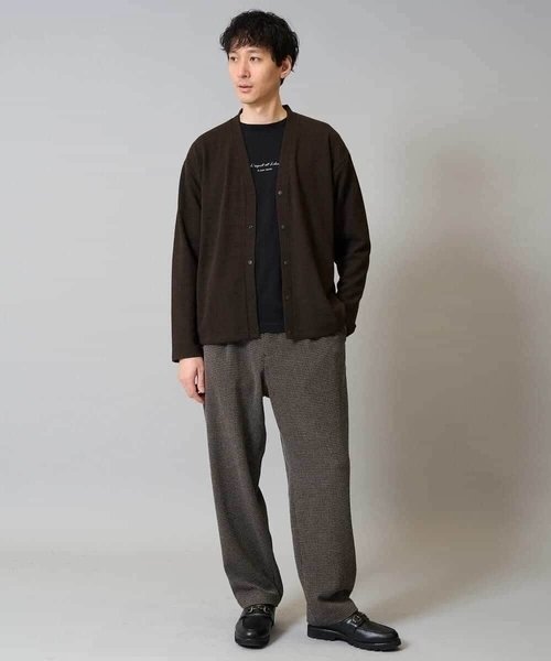 a.v.v(アーヴェヴェ)の「【イージーケア/シワになりにくい】ツイードストレッチワンタックワイドイージースラックス【洗濯機で洗える】(その他パンツ・メンズ・ブラウン・48/50/46)」の3枚目の写真