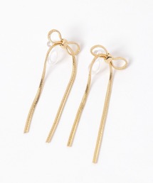 ロングドループリボンノンホールピアス / 592891