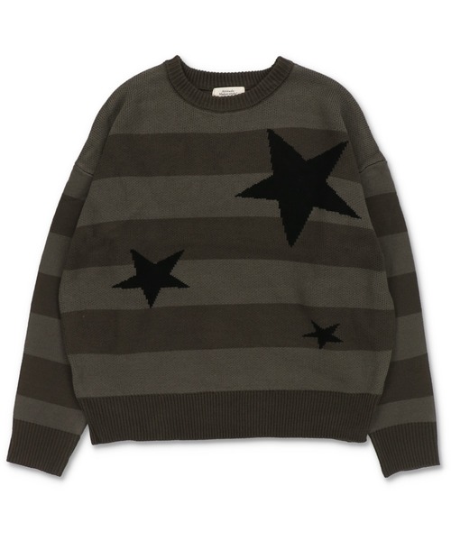 SPINNS(スピンズ)の「ふわっと可愛い☆スター×ボーダーゆるニット/ウィッシュコア(ニット/セーター・レディース・ホワイト×ブラック/ブラック×グレー/グレー系その他・ONESIZE)」の3枚目の写真