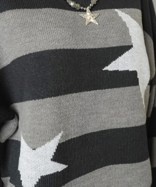 SPINNS(スピンズ)の「ふわっと可愛い☆スター×ボーダーゆるニット/ウィッシュコア(ニット/セーター・レディース・ホワイト×ブラック/ブラック×グレー/グレー系その他・ONESIZE)」の13枚目の写真