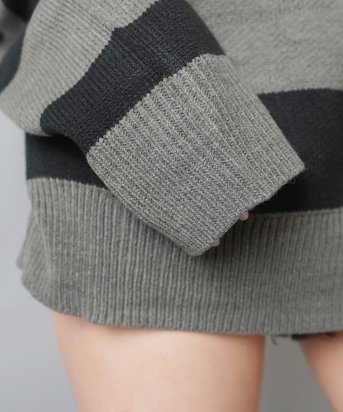 SPINNS(スピンズ)の「ふわっと可愛い☆スター×ボーダーゆるニット/ウィッシュコア(ニット/セーター・レディース・ホワイト×ブラック/ブラック×グレー/グレー系その他・ONESIZE)」の17枚目の写真