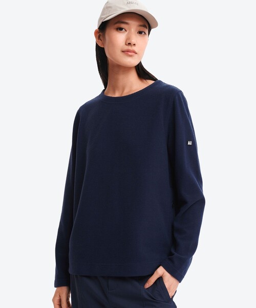 AIGLE（エーグル）の「サイドスリットボタン クルーネックフリースプルオーバー（スウェット・レディース・オフホワイト/ダークネイビー/レッド系その他・36/38/40）」の14枚目の写真