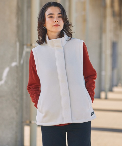 セール】サイドスリットボタン クルーネックフリースプルオーバー