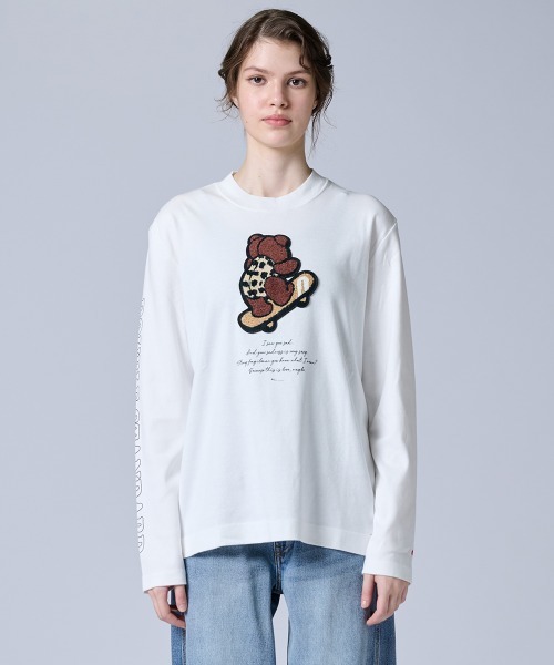 ダブスタ ベアワッペンロングTシャツ（WEB限定）　ホワイト ベアワッペンロングTシャツ（WEB限定）（Tシャツ/カットソー）｜DOUBLE