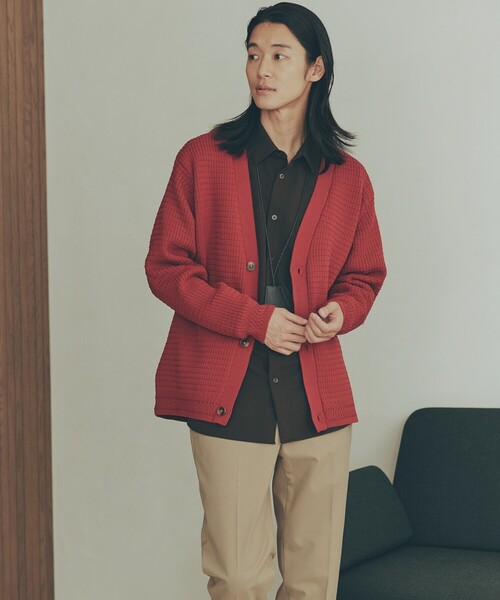 COMME CA ISM(コムサイズム)の「ワッフルカーディガン(カーディガン/ボレロ・メンズ・アイボリー/ブルー/ブラウン/レッド/チャコール・LARGE/MEDIUM)」の5枚目の写真