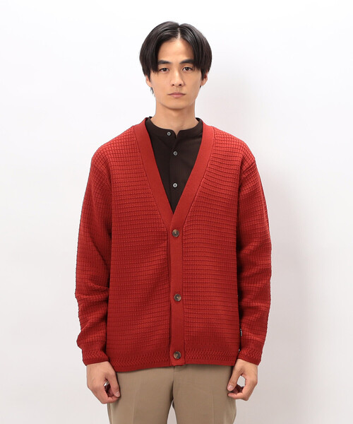 COMME CA ISM(コムサイズム)の「ワッフルカーディガン(カーディガン/ボレロ・メンズ・アイボリー/ブルー/ブラウン/レッド/チャコール・LARGE/MEDIUM)」の8枚目の写真
