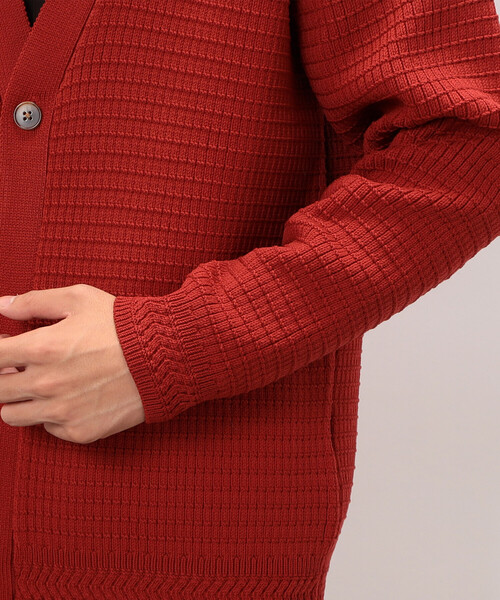 COMME CA ISM(コムサイズム)の「ワッフルカーディガン(カーディガン/ボレロ・メンズ・アイボリー/ブルー/ブラウン/レッド/チャコール・LARGE/MEDIUM)」の7枚目の写真