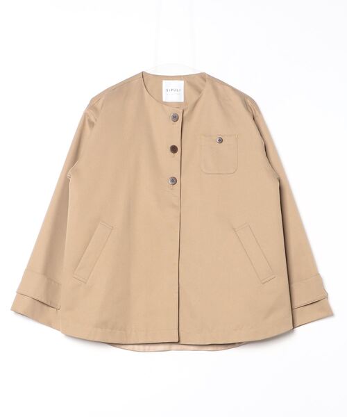 SIPULI(シプリ)の「Coated Cotton Poly Twill ヘンリーハーフコート(ダウンジャケット/コート・レディース・ブラック/ベージュ・2)」の11枚目の写真