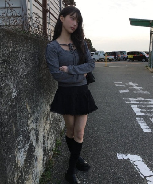 anyonemore(エニワンモア)の「anyonemore(エニワンモア)/レース ミニスカート(インナーパンツ付き)/Arting lace mini skirt(スカート・レディース・アイボリー/ブラック・M)」の5枚目の写真