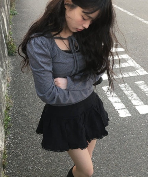 anyonemore(エニワンモア)の「anyonemore(エニワンモア)/レース ミニスカート(インナーパンツ付き)/Arting lace mini skirt(スカート・レディース・アイボリー/ブラック・M)」の3枚目の写真
