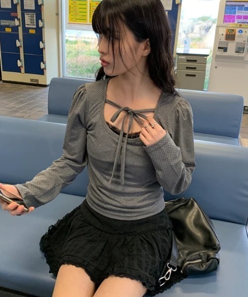 anyonemore(エニワンモア)の「anyonemore(エニワンモア)/レース ミニスカート(インナーパンツ付き)/Arting lace mini skirt(スカート・レディース・アイボリー/ブラック・M)」の14枚目の写真