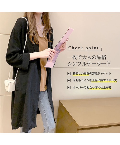GOLDJAPAN（ゴールドジャパン）の「ミドル丈テーラードジャケット【大きいサイズ対応】（テーラードジャケット・レディース・ブラック/カーキ/ベージュ・LL/3L/4L）」の5枚目の写真