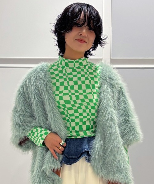 MARKEY'S（マーキーズ）の「総柄ジャガードカットソー/おとな（Tシャツ/カットソー・レディース・ブルー系その他/ライトグリーン/レッド系その他/ライトブルー/イエロー系その他/ブラック系その他・160cm）」の3枚目の写真