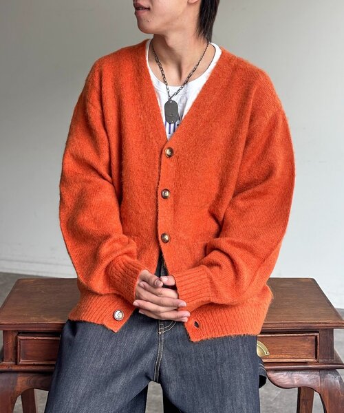 CPCM（シーピーシーエム）の「モヘア混シャギーカーディガン（カーディガン/ボレロ・メンズ・グリーン/オレンジ/ネイビー/チャコールグレー・MEDIUM/LARGE）」の4枚目の写真