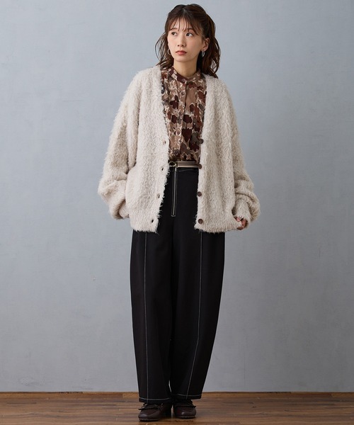 NICOLE CLUB（ニコル　クラブ）の「プリーツ柄ブラウス（シャツ/ブラウス・レディース・ブラウン/グリーン/グレー・MEDIUM）」の9枚目の写真