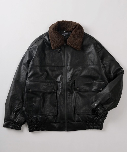 セール】【82】襟ボア G-1タイプ フェイクレザー ブルゾン（ブルゾン