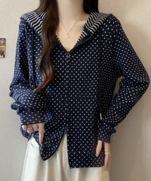 パーカー（ブルー・ネイビー/青色系・ドット柄）ファッション通販