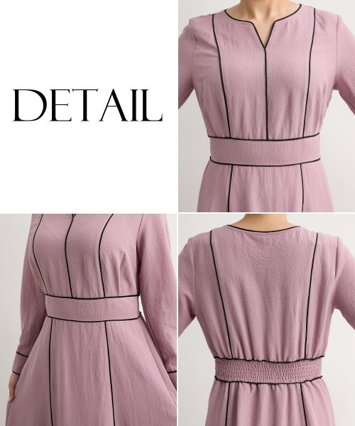 Nissen glamor(ニッセングラマー)の「【大きい胸専用】パイピング配色ウエストマークワンピース(ワンピース・レディース・スモークピンク/ネイビー・M/L/LL)」の19枚目の写真