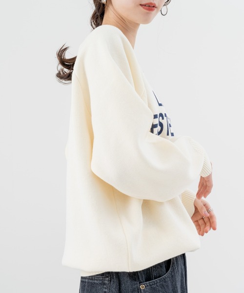 refinedworks（リファインドワークス）の「【refinedworks】スウェット のような着心地の ロゴニット（ニット/セーター・レディース・ベージュ/ネイビー/ホワイト・FREE）」の10枚目の写真