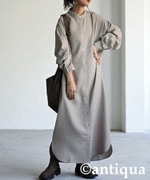 antiqua（アンティカ）の「ワッフル布帛シャツワンピース（シャツワンピース）」