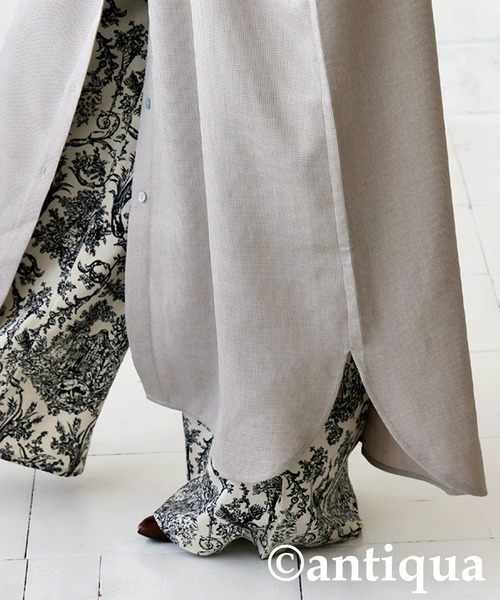 antiqua（アンティカ）の「ワッフル布帛シャツワンピース（シャツワンピース・レディース・ブラック/グレー系その他・R/P）」の14枚目の写真