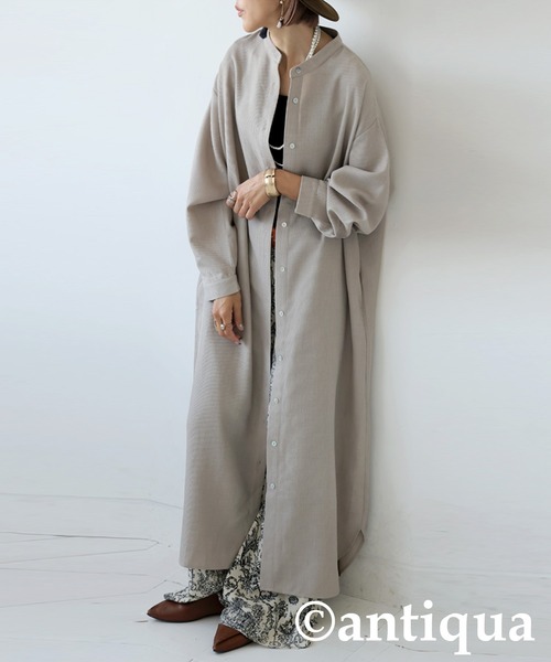 antiqua（アンティカ）の「ワッフル布帛シャツワンピース（シャツワンピース・レディース・ブラック/グレー系その他・R/P）」の16枚目の写真